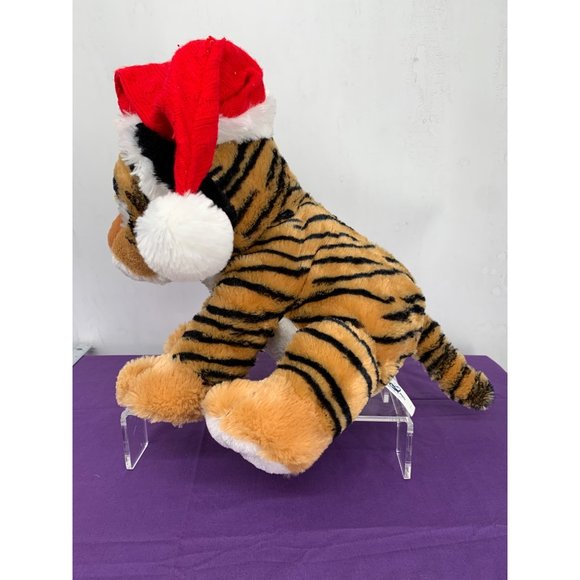 Bengal Tiger 14 Inch Hugfun Holiday Red Cable Knit Hat Pink Nose Gold Sparkle Ey - Picture 5 of 16